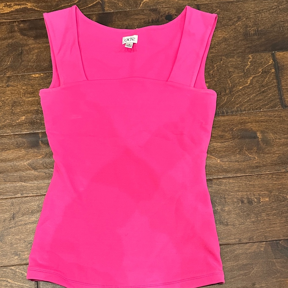 Cache Bright Pink Square Neck Tank